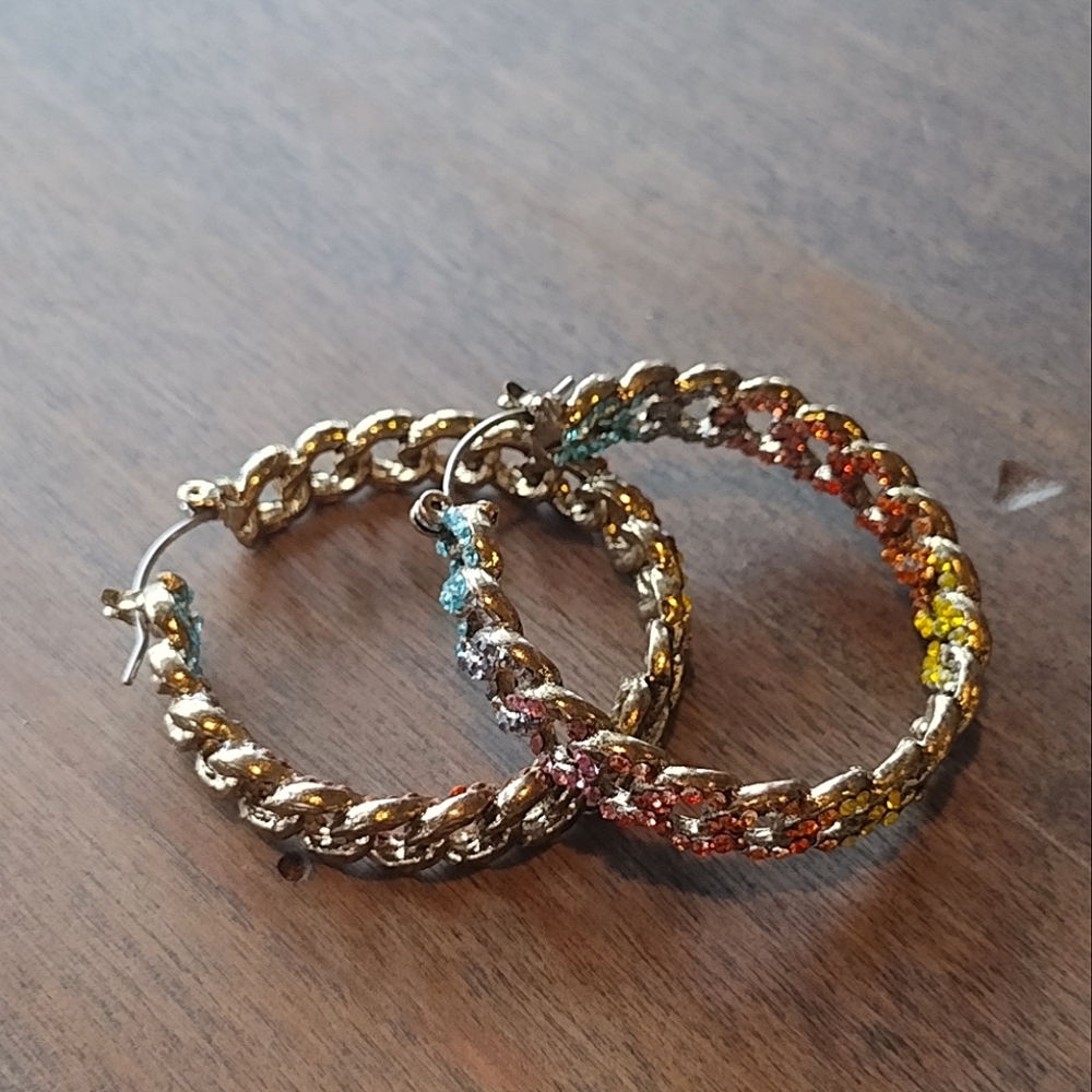 Multicolored Metal Hoop Earrings